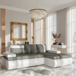 Oslo Mini Corner Sofa Bed With Storage Hr Foam Wave Spring Wooden Frame Living Room 245X182X90Cm Grey And White Right - thumbnail 1