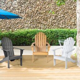 Costway Adirondack Chair Acacia Wood Adirondack Lounger Chair W/ Slatted Seating - thumbnail 7