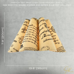 Happy Homewares Vintage France Theme Linen Pendant Shade With Black Scroll Wording - thumbnail 8
