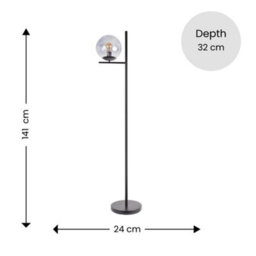 Valuelights Clarke Matt Black Floor Lamp And E27 Gls Led 4W Warm White 2700K Bulb - thumbnail 5