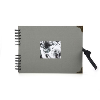 Woodside Home Living Metal Corner Scrap Book Style Photo Album 29Cm X 21.5Cm - Grey - image 1
