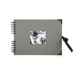 Woodside Home Living Metal Corner Scrap Book Style Photo Album 29Cm X 21.5Cm - Grey