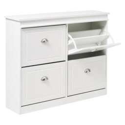 Living And Home 2 Tier White 4 Drawer Flip Down Wooden Shoe Bench Cabinet - thumbnail 6