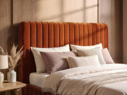 Solace+Co Adelaide Fluted Upholstered Bed Frame, Double, Burnt Orange Corduroy - thumbnail 3