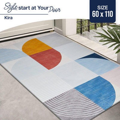 Ameha Printed Rugs Bedroom Modern Pattern Carpet Super Soft Geometric Design Non Shedding Abstract Rug (Kira, 60X110 Cm) - image 1