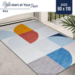 Ameha Printed Rugs Bedroom Modern Pattern Carpet Super Soft Geometric Design Non Shedding Abstract Rug (Kira, 60X110 Cm) - thumbnail 1