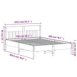 Berkfield Bed Frame Without Mattress Wax Brown 150X200 Cm King Size Solid Wood Pine - thumbnail 9