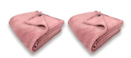 Waffle Flannel Fleece Throw Blanket Soft Warm Sofa Bed Travel (Blush Pink, King) - Pack Of 2 - thumbnail 1