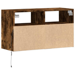 Berkfield Tv Wall Cabinet With Led Lights Smoked Oak 80X31X45 Cm - thumbnail 8