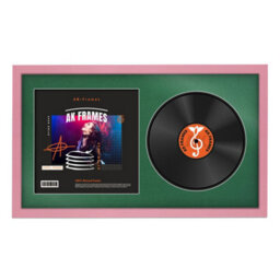"30X17"" Pink Sleek Vinyl Record Frame With Emerald Mount For 12 Inch Lp Album Cover & Disc - Ak Frames"