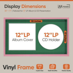 "30X17"" Pink Sleek Vinyl Record Frame With Emerald Mount For 12 Inch Lp Album Cover & Disc - Ak Frames" - thumbnail 2