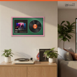 "30X17"" Pink Sleek Vinyl Record Frame With Emerald Mount For 12 Inch Lp Album Cover & Disc - Ak Frames" - thumbnail 5