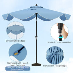 Costway 9Ft Patio Umbrella 2-Tier Heavy-Duty Market Table Umbrella Crank Handle - thumbnail 9