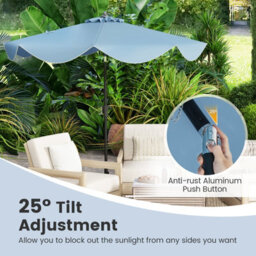 Costway 9Ft Patio Umbrella 2-Tier Heavy-Duty Market Table Umbrella Crank Handle - thumbnail 8
