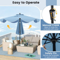 Costway 9Ft Patio Umbrella 2-Tier Heavy-Duty Market Table Umbrella Crank Handle - thumbnail 5