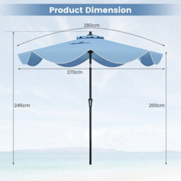 Costway 9Ft Patio Umbrella 2-Tier Heavy-Duty Market Table Umbrella Crank Handle - thumbnail 3