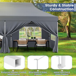 Costway 3M X 6M Pop Up Canopy Tent Garden Gazebo Canopy Sun Shelter W/ 6 Sidewalls - thumbnail 5