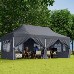 Costway 3M X 6M Pop Up Canopy Tent Garden Gazebo Canopy Sun Shelter W/ 6 Sidewalls - thumbnail 4