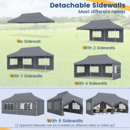 Costway 3M X 6M Pop Up Canopy Tent Garden Gazebo Canopy Sun Shelter W/ 6 Sidewalls - thumbnail 8