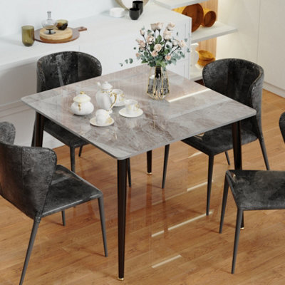 Fativo 80Cmw Industrial Dining Table Sintered Stone Marble Top Kitchen Eating Table 4 Seater Home,grey - image 1