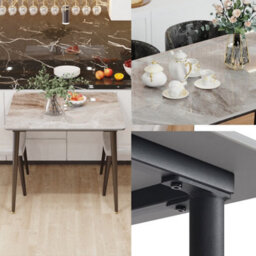 Fativo 80Cmw Industrial Dining Table Sintered Stone Marble Top Kitchen Eating Table 4 Seater Home,grey - thumbnail 5