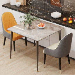 Fativo 80Cmw Industrial Dining Table Sintered Stone Marble Top Kitchen Eating Table 4 Seater Home,grey - thumbnail 8