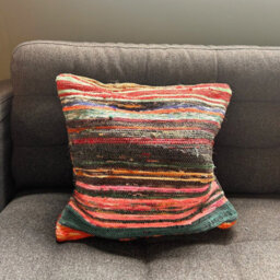 Vibrant Multicoloured Rag Rug Cushion Covers For Living Room Decor - thumbnail 2