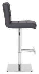 Lamboro Luscious Deluxe Real Leather Breakfast Bar Stool, Chrome Footrest, Swivel Gas Lift, Home Bar & Kitchen Barstool, Charcoal Grey - thumbnail 2