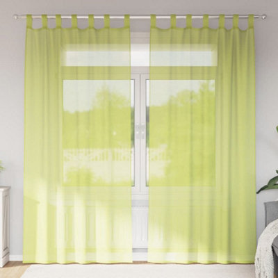 Berkfield Voile Curtains With Tab Top 2 Pcs Apple Green - image 1
