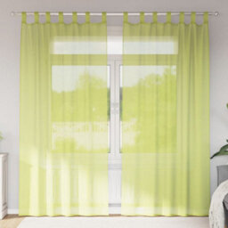 Berkfield Voile Curtains With Tab Top 2 Pcs Apple Green - thumbnail 1