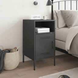 Berkfield Bedside Cabinet Black 36X39X68 Cm Steel - thumbnail 3