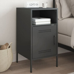 Berkfield Bedside Cabinet Black 36X39X68 Cm Steel - thumbnail 1