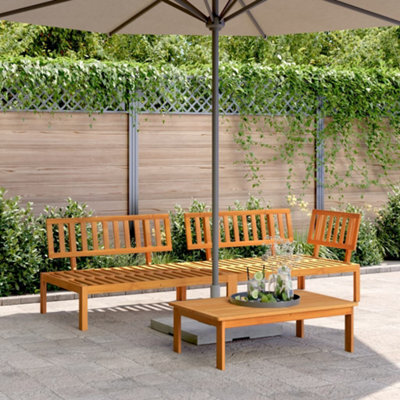 Walplus 3 Piece Outdoor Garden Pallet Sofa For Patio Balcony Poolside Furniture Set Solid Wood Acacia - Cushion Not Included - image 1