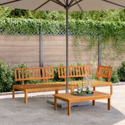 Walplus 3 Piece Outdoor Garden Pallet Sofa For Patio Balcony Poolside Furniture Set Solid Wood Acacia - Cushion Not Included