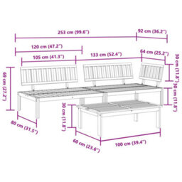 Walplus 3 Piece Outdoor Garden Pallet Sofa For Patio Balcony Poolside Furniture Set Solid Wood Acacia - Cushion Not Included - thumbnail 7