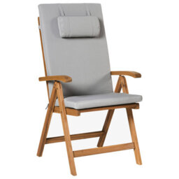 Beliani Set Of 2 Garden Chairs With Cushions Java Premium Acacia Wood Light Grey - thumbnail 4