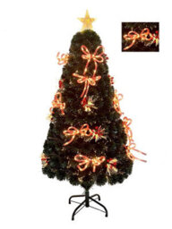 Shatchi 6Ft/180Cm Fibre Optic Christmas Star Topper-Ribbon Bows Decorations-Green Pre-Lit Artificial Christmas Tree - thumbnail 4
