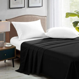 Aspire Homeware 100% Egyptian Cotton Flat Sheet Deep Coverage Ultracool Flat Bedding Black Sheet Super King, (L)310Cmx(W)270Cm - thumbnail 1