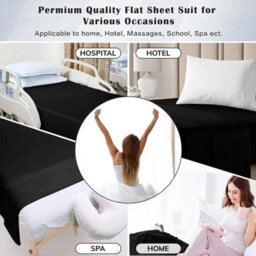Aspire Homeware 100% Egyptian Cotton Flat Sheet Deep Coverage Ultracool Flat Bedding Black Sheet Super King, (L)310Cmx(W)270Cm - thumbnail 2