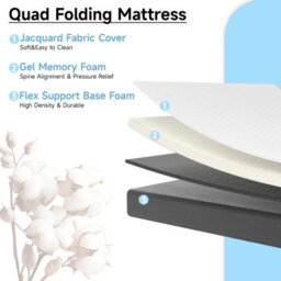 Onemill 6 Inch Foldable Floor Mattress, 4-Fold Easy Storage With Washable Cover, Pressure Relief For Camping, Travel & Guests - thumbnail 3