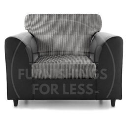 Furnishings For Less UK Luxor Jumbo Cord 3 + 1 + 1 Fabric 3 Piece Sofa Suite - Fullback Black And Grey - thumbnail 4
