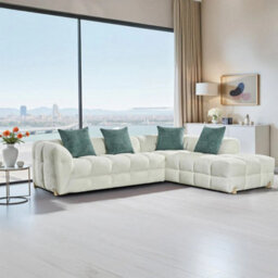 Stratus Interiors Beige Genoa Right Hand Corner Bubble Sofa - Modern Upholstered Corner Sofa With Deep Cushions, 286Cm Wide, 70Cm High - thumbnail 1