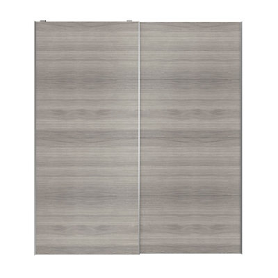 GoodHome Atomia Mirror Non-Mirrored Matt Grey Oak Effect 2 Door Sliding Wardrobe Door Kit (H)2250mm (W)2000mm - image 1