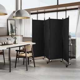 4 Panel Room Divider On Wheels Rolling - thumbnail 3