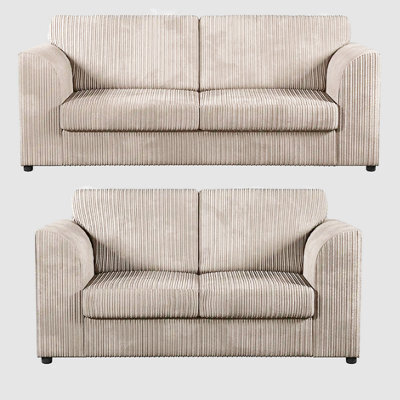Jumbo Cord Cream 3+2 Sofa Set (Full Back) - image 1