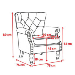 Tufted Beige Accent Chair Liana With Black Wooden Legs - Small Living Room Fabric Armchair - thumbnail 8