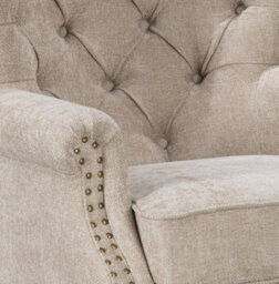 Tufted Beige Accent Chair Liana With Black Wooden Legs - Small Living Room Fabric Armchair - thumbnail 7