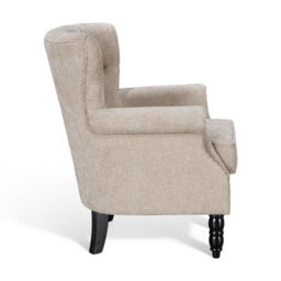 Tufted Beige Accent Chair Liana With Black Wooden Legs - Small Living Room Fabric Armchair - thumbnail 4