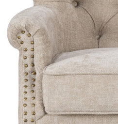 Tufted Beige Accent Chair Liana With Black Wooden Legs - Small Living Room Fabric Armchair - thumbnail 6
