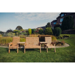 Churnet Valley Garden Furniture Ltd Valley 4 Seat Set 1X2B 2Xc Straight Tray - Timber - L100 X W310 X H95 Cm - Fully Assembled - Set Of Waterproof Cushions Included - thumbnail 3